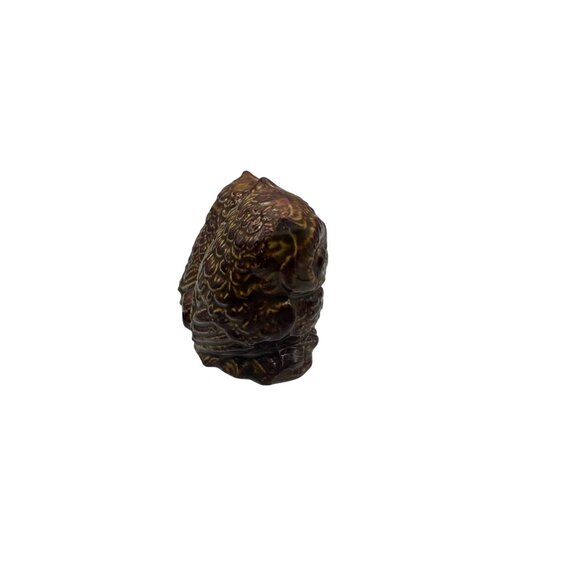 Vintage Double Owl Ceramic Figurine Brown Glazed Art Pottery Home Decor - Picture 4 of 5